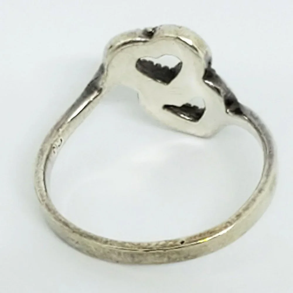 Marsala Co MC Marcasite Double Heart Open Work Sterling Silver Ring